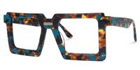 Ekavali - Unique Square Blue & Tortoise Glasses | Vooglam Front View
