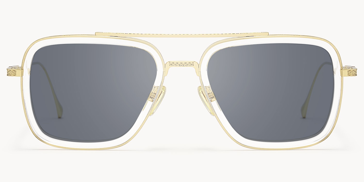 Alvira - Clear Aviator Sunglasses Gold Frame - 1