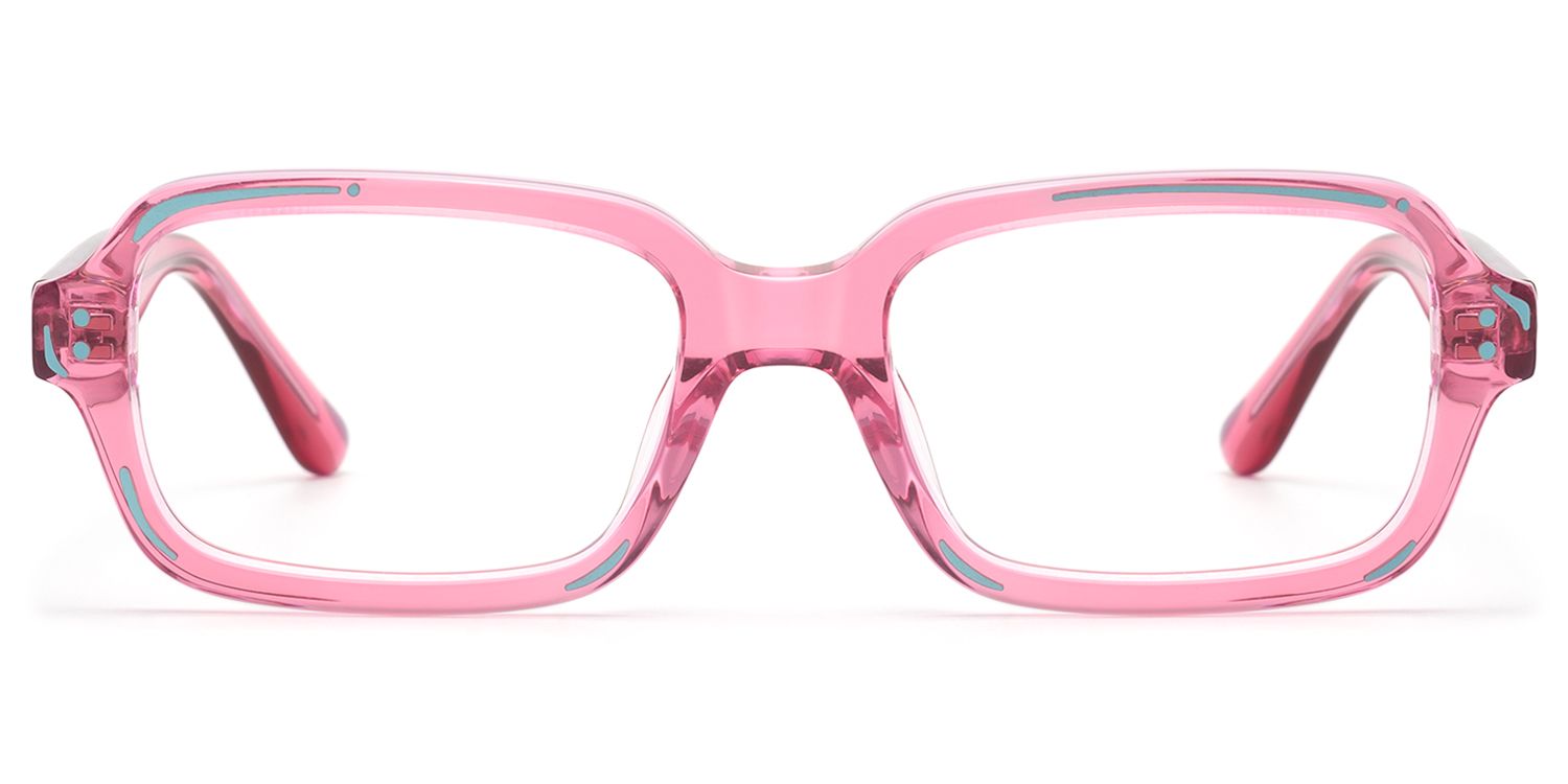 Pixel - Clear Pink Comic Narrow Rectangle Glasses by Vooglam Product Details 1