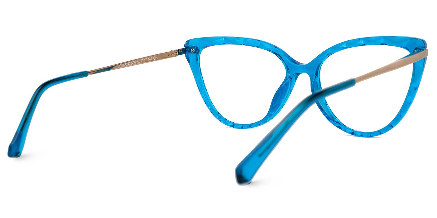 Dayna - Cat Eye Blue Eyeglasses | Vooglam Side View