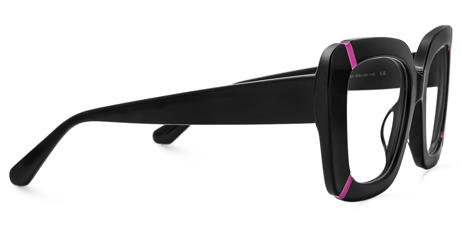 Romey - Square Black Eyeglasses by Vooglam - Product View 4