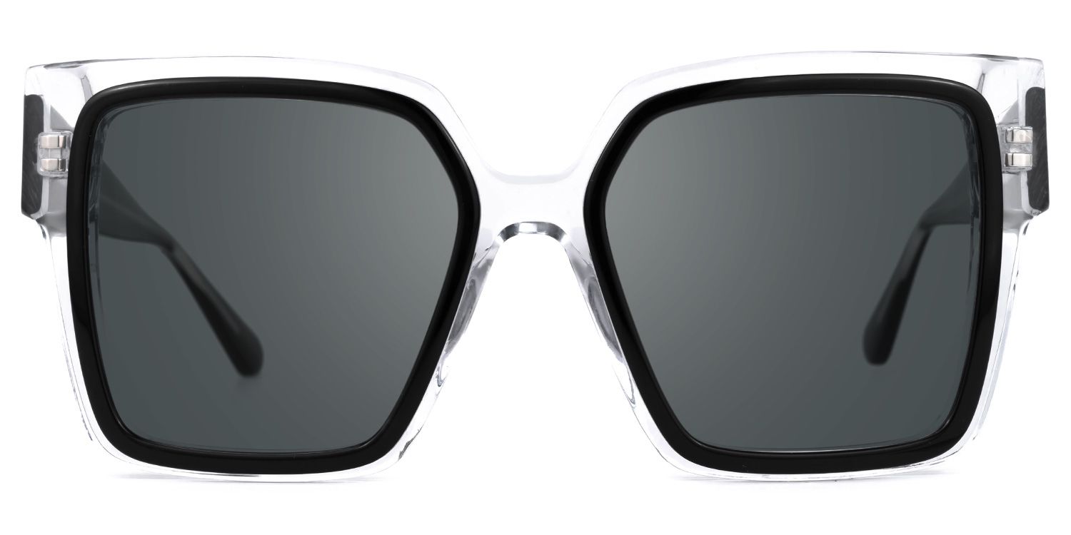 Huffman - Square Black/Crystal Sunglasses by Vooglam - Angle View