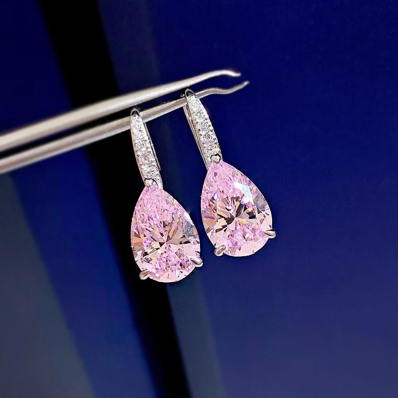 Beautiful Fancy Pink Waterdrop Pierced Earrings by Vooglam - Lifestyle Look