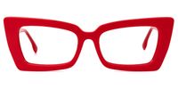 Sarah - Rectangle Red Eyeglasses | Vooglam Angle View