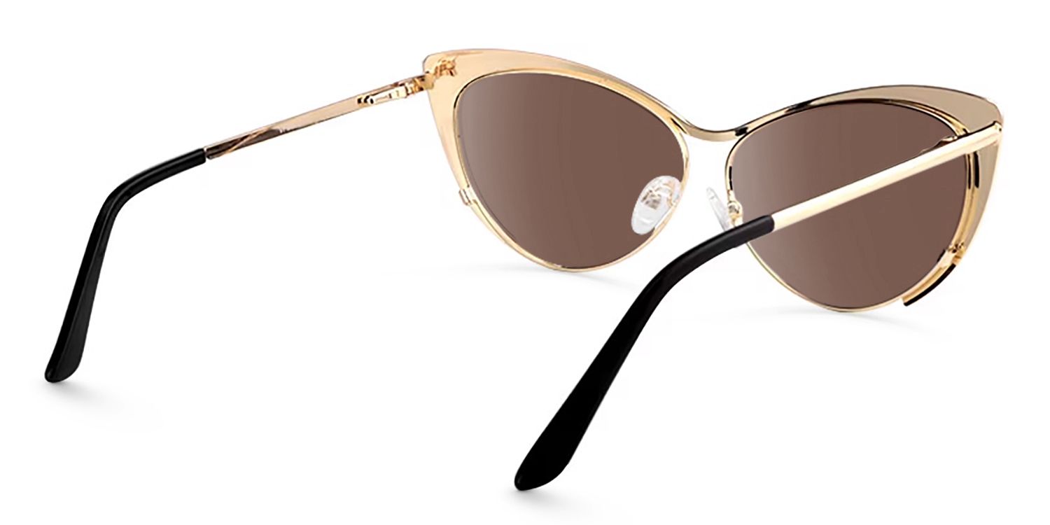 Annabelle - Elegant Gold Cat Eye Vintage Sunglasses | Vooglam Side View