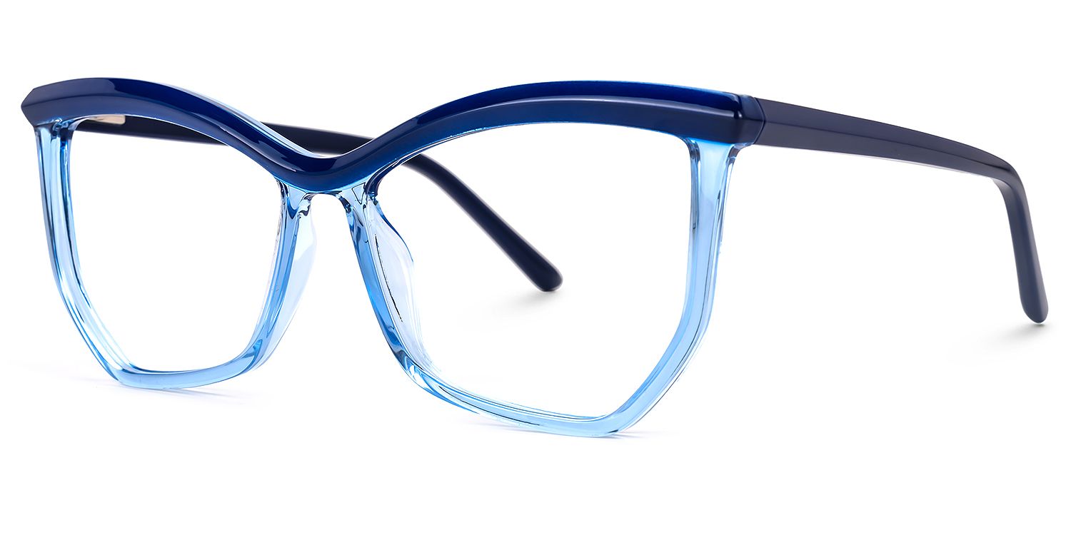 Wes - Butterfly Blue Eyeglasses | Vooglam Front View