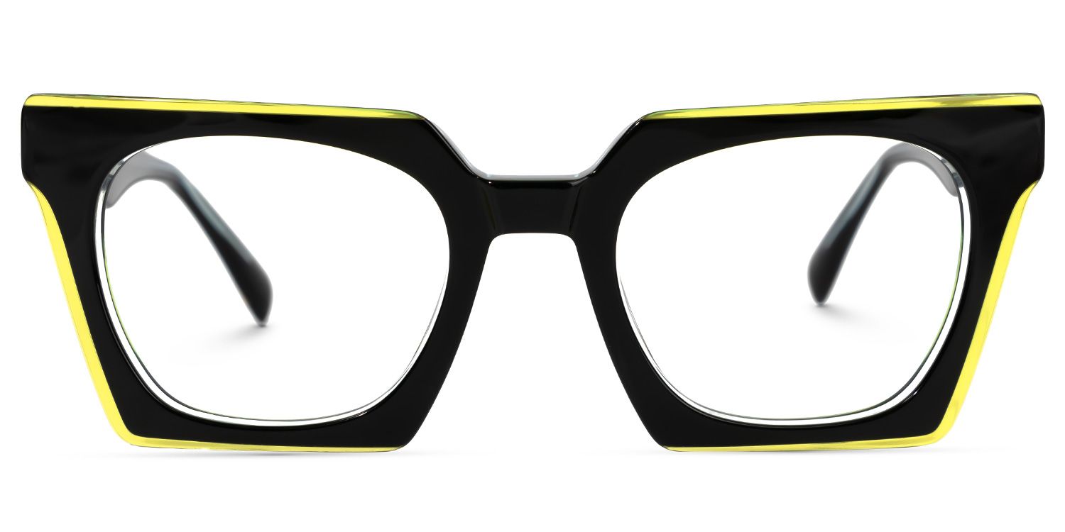 Karissa - Rectangle Black Eyeglasses | Vooglam Angle View