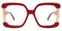 Adelphie - Square Red Eyeglasses | Vooglam Angle View
