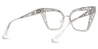 Agalia - Cat Eye Silver Eyeglasses | Vooglam Side View