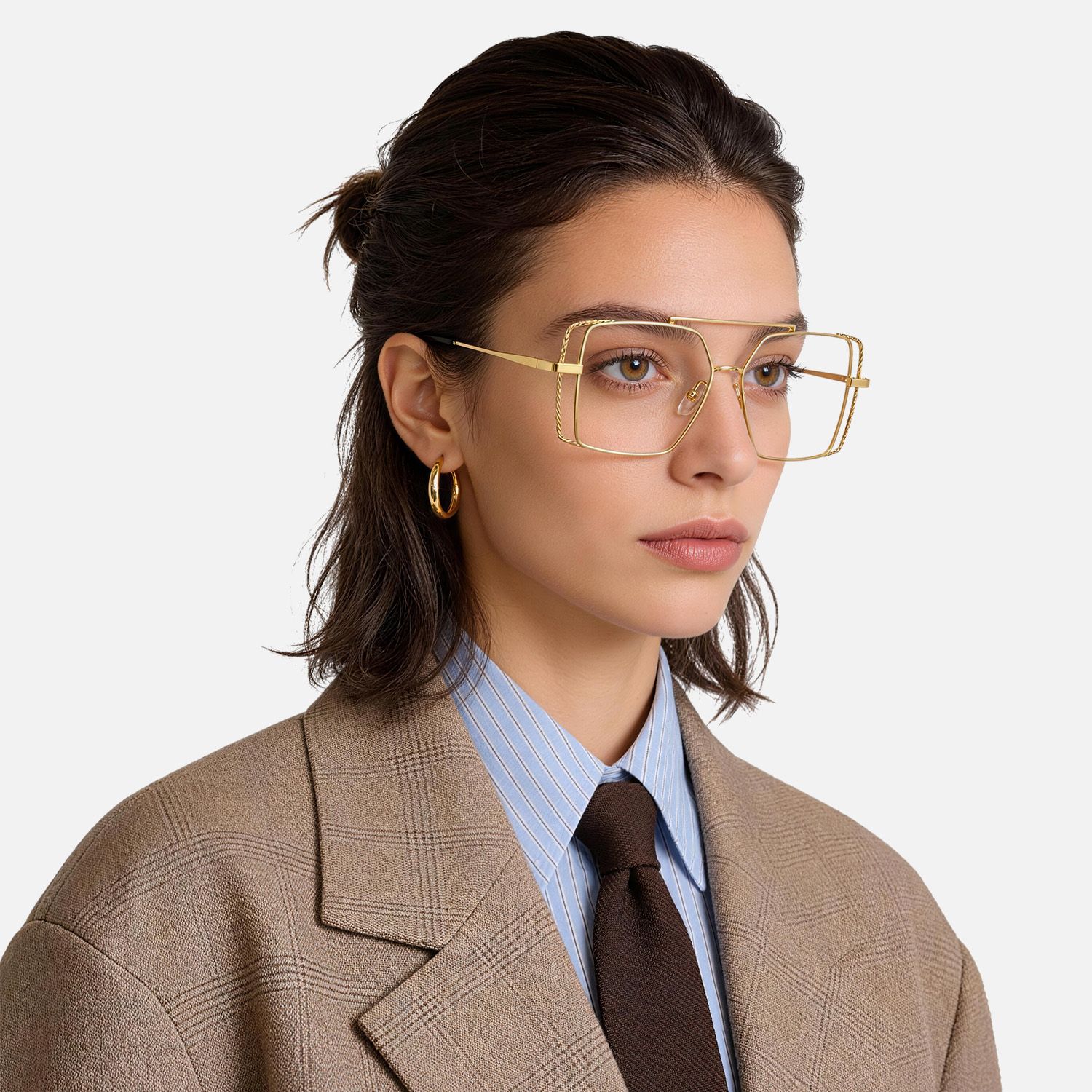 Explore the design story of Candace - Aviator Gold Eyeglasses | Vooglam