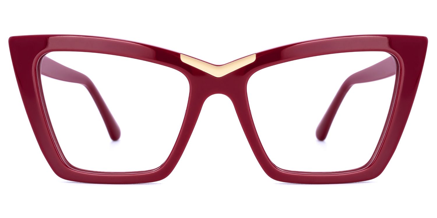 Lainer - Rectangle Red Eyeglasses | Vooglam Angle View