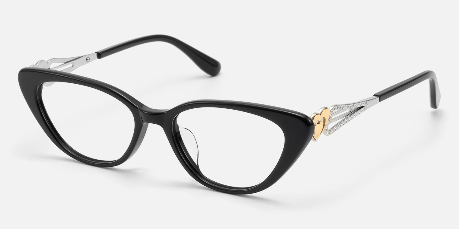Naoya - Cat Eye Black Eyeglasses | Vooglam Front View