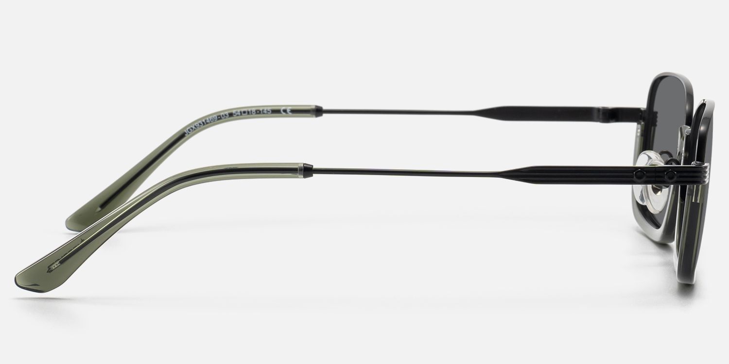 Basel - Extra Wide Dark Green Half Rim Sunglasses | Vooglam Side View