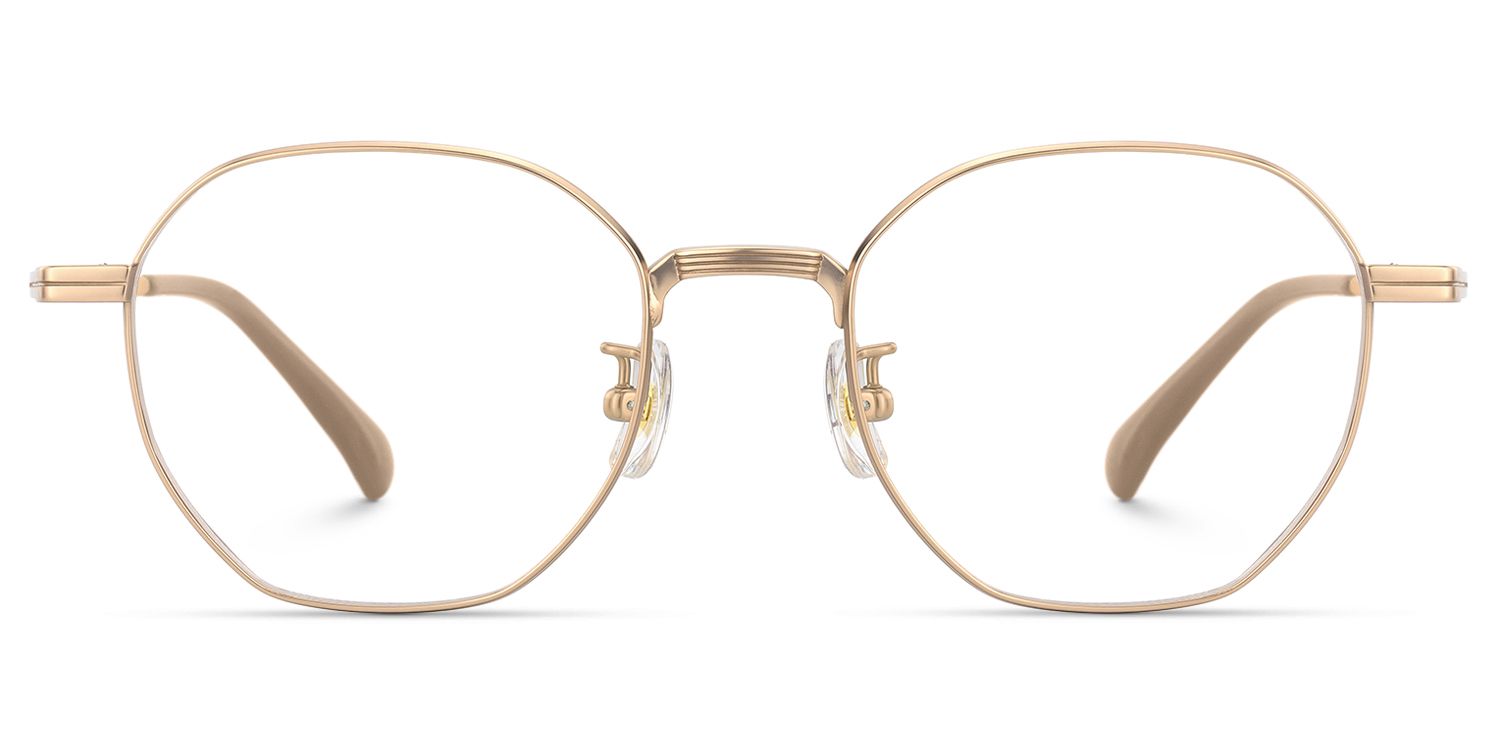 Grain - Geometric Gold Eyeglasses | Vooglam Angle View