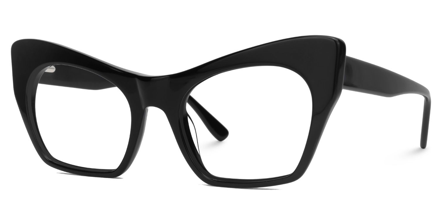 Elah - Cat Eye Black Eyeglasses | Vooglam Front View