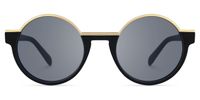 Latina - Retro Round Black & Gold Sunglasses | Vooglam Angle View