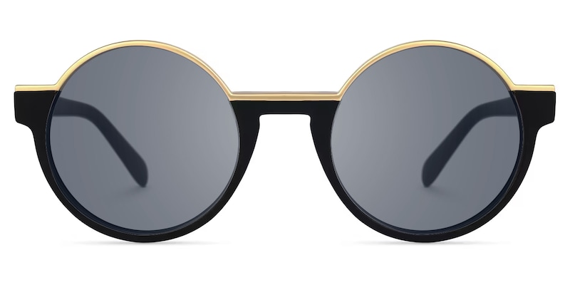 Latina - Retro Round Black & Gold Sunglasses