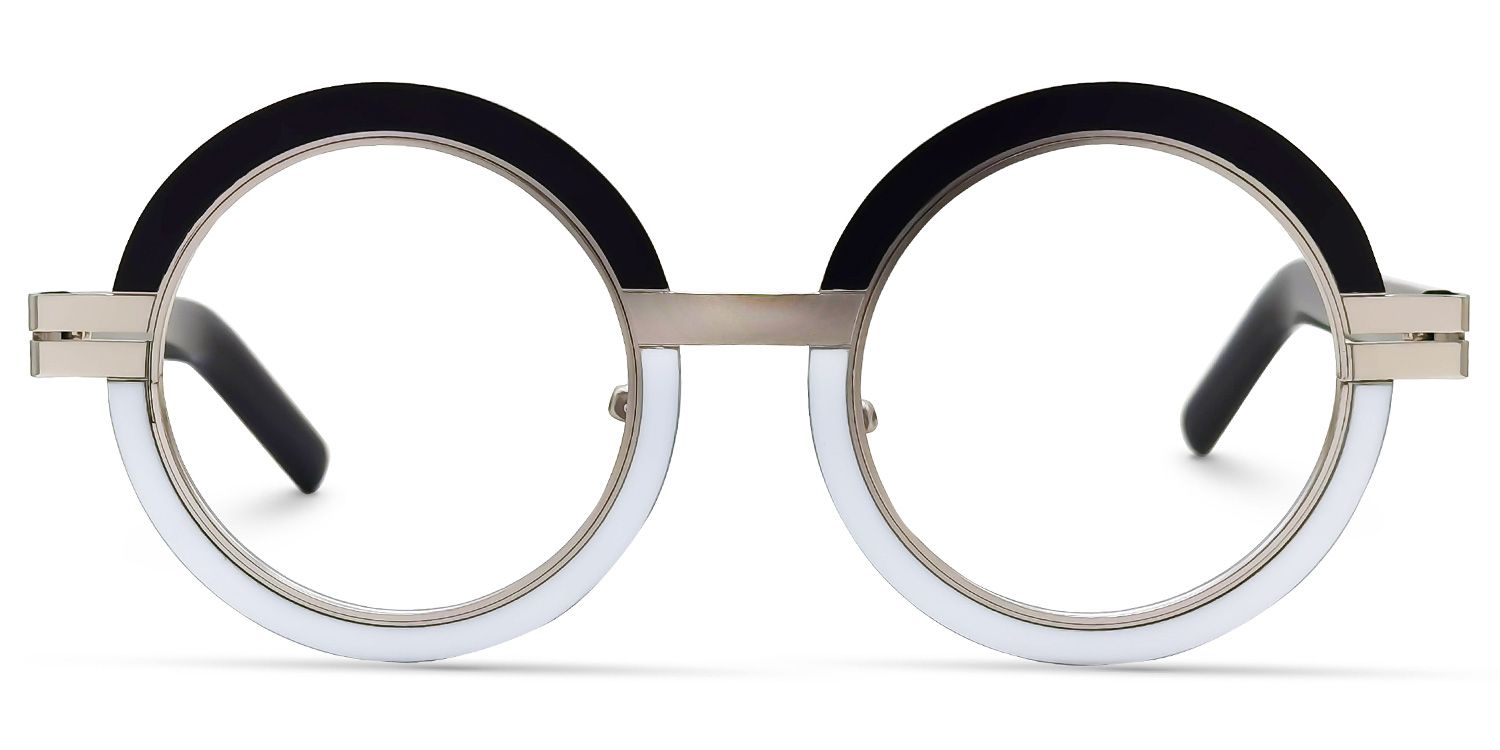 Adino - Round Black/White Eyeglasses | Vooglam Angle View