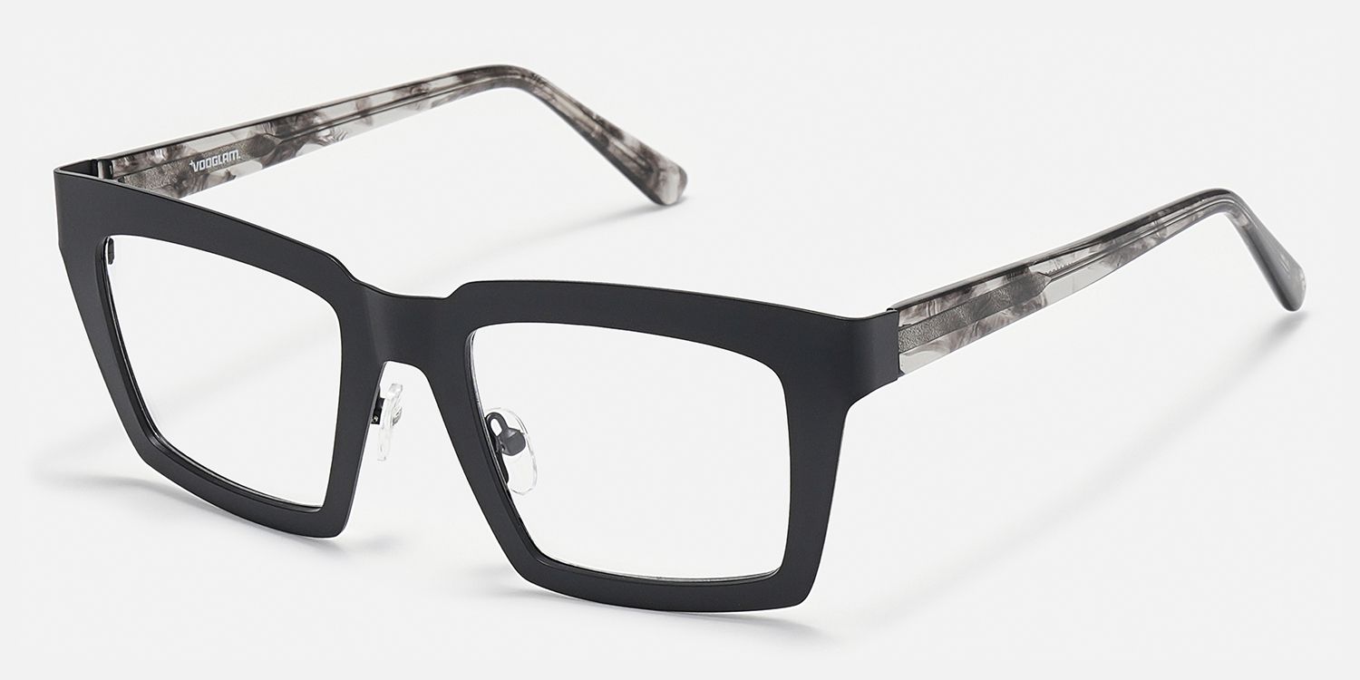 Arnal - Rectangle Black Eyeglasses | Vooglam Front View