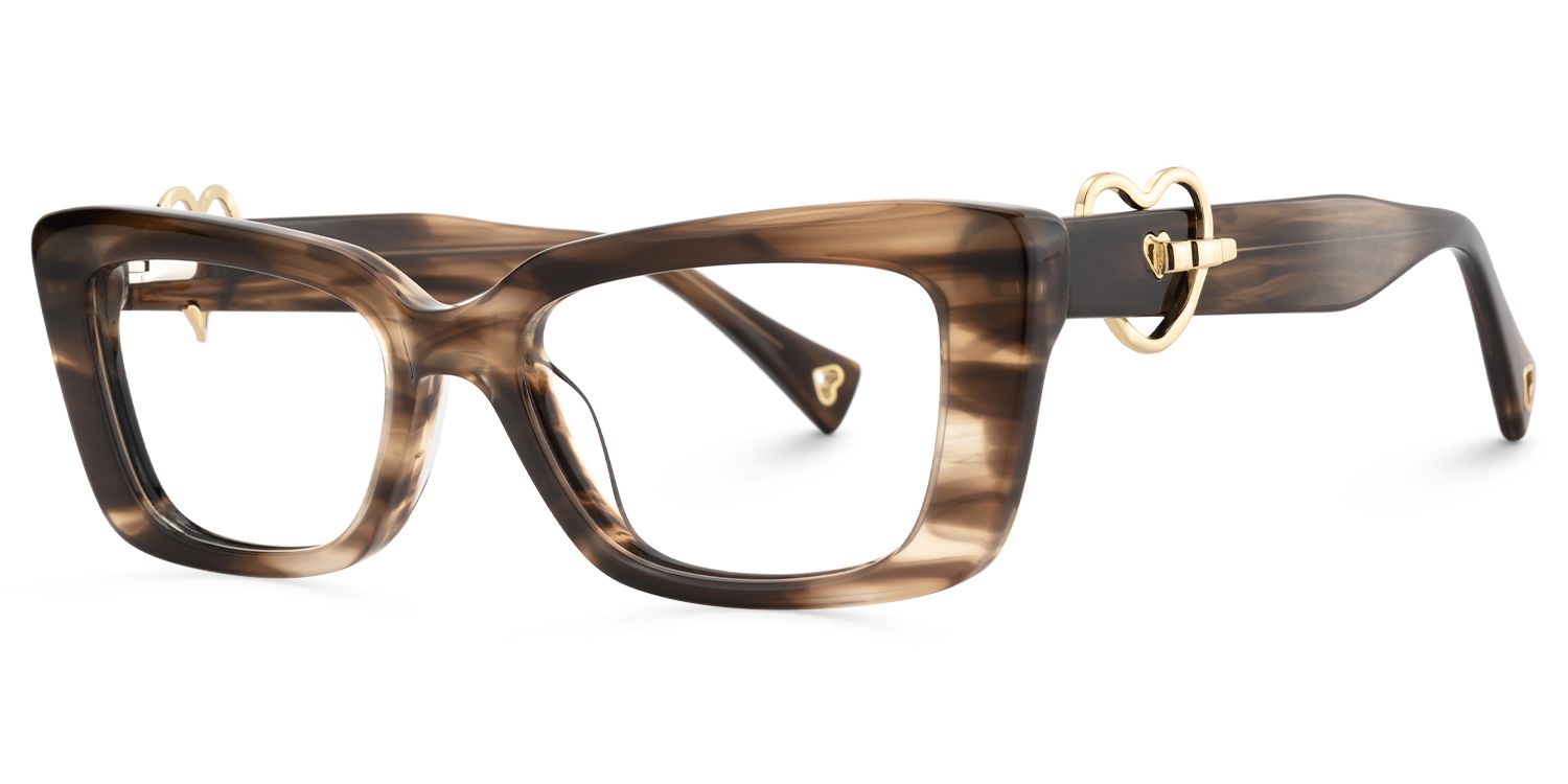 Odina - Rectangle Brown Eyeglasses | Vooglam Front View