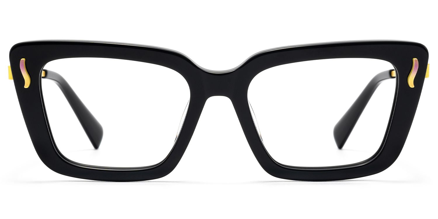 Nebula - Rectangle Black Eyeglasses | Vooglam Angle View