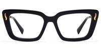 Nebula - Rectangle Black Eyeglasses | Vooglam Angle View