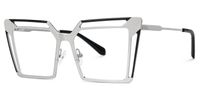 Fidelity - Square Black/Silver Eyeglasses | Vooglam Front View