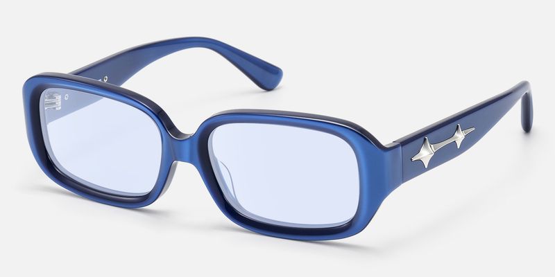 Prism - Pearlescent Blue Tinted Rectangle Shades by Vooglam