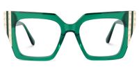 Ellaruth - Square Green Eyeglasses | Vooglam Angle View