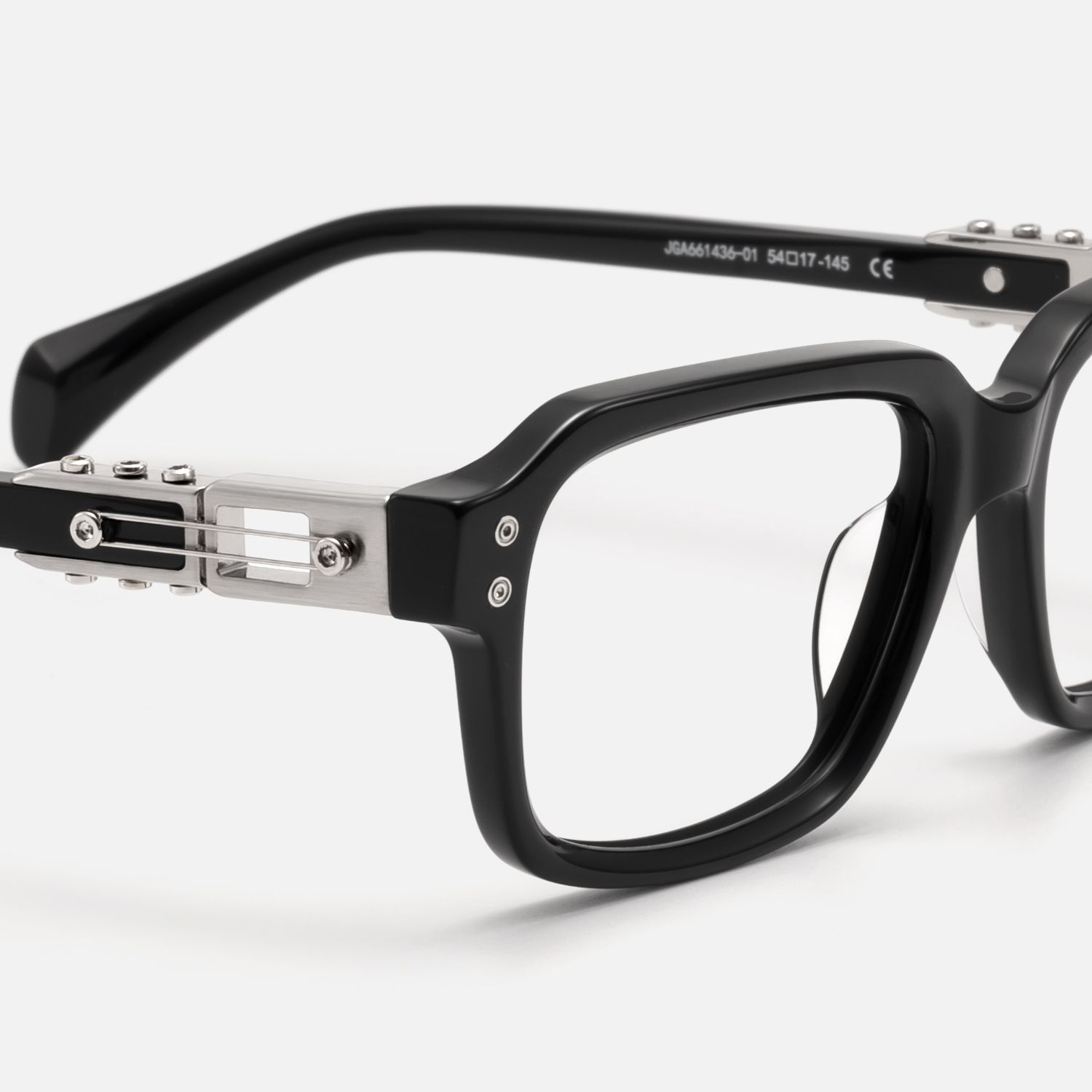 Anacortes - Silver Black Guitar Temple Glasses | Vooglam Design Details