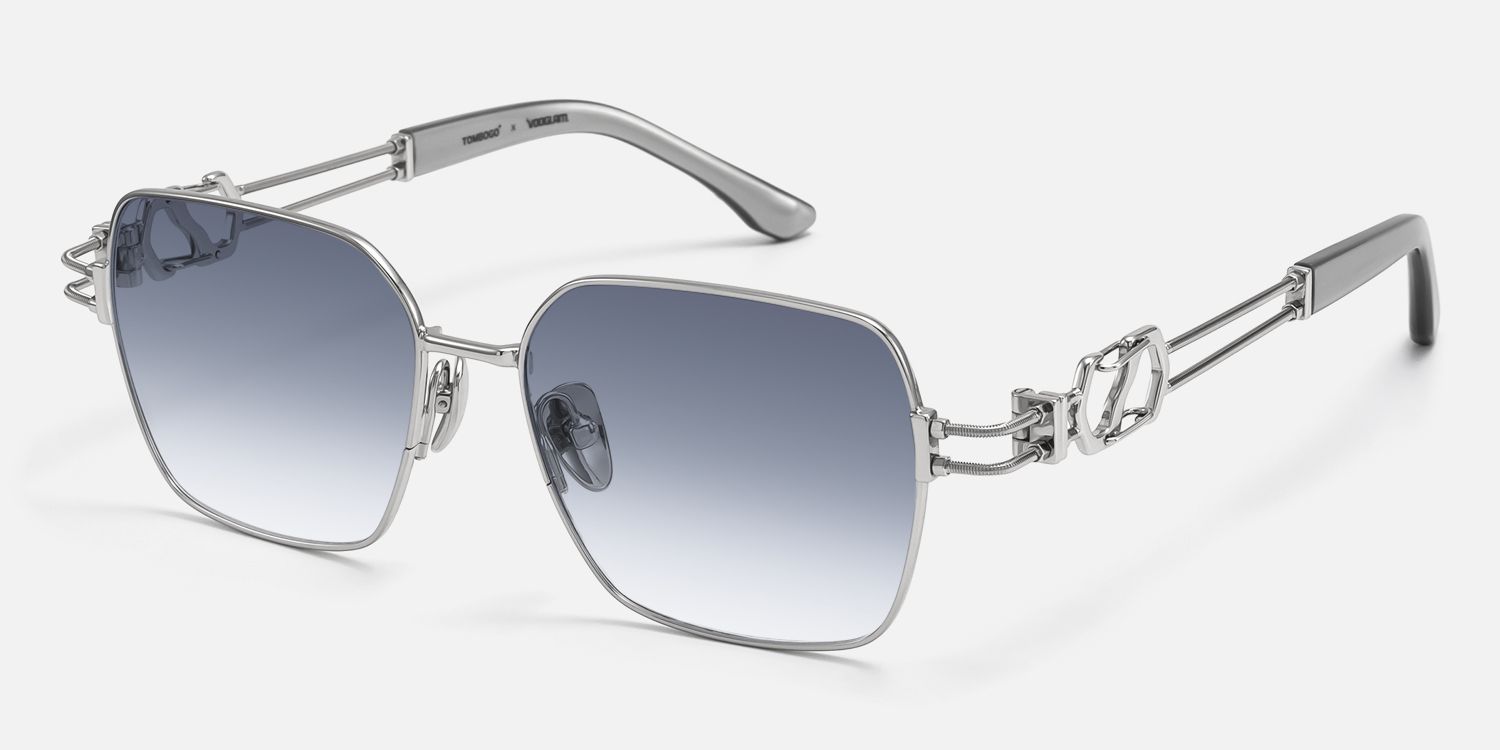 The Architect - Silver Gradient Gray Sunglasses | Vooglam Front View
