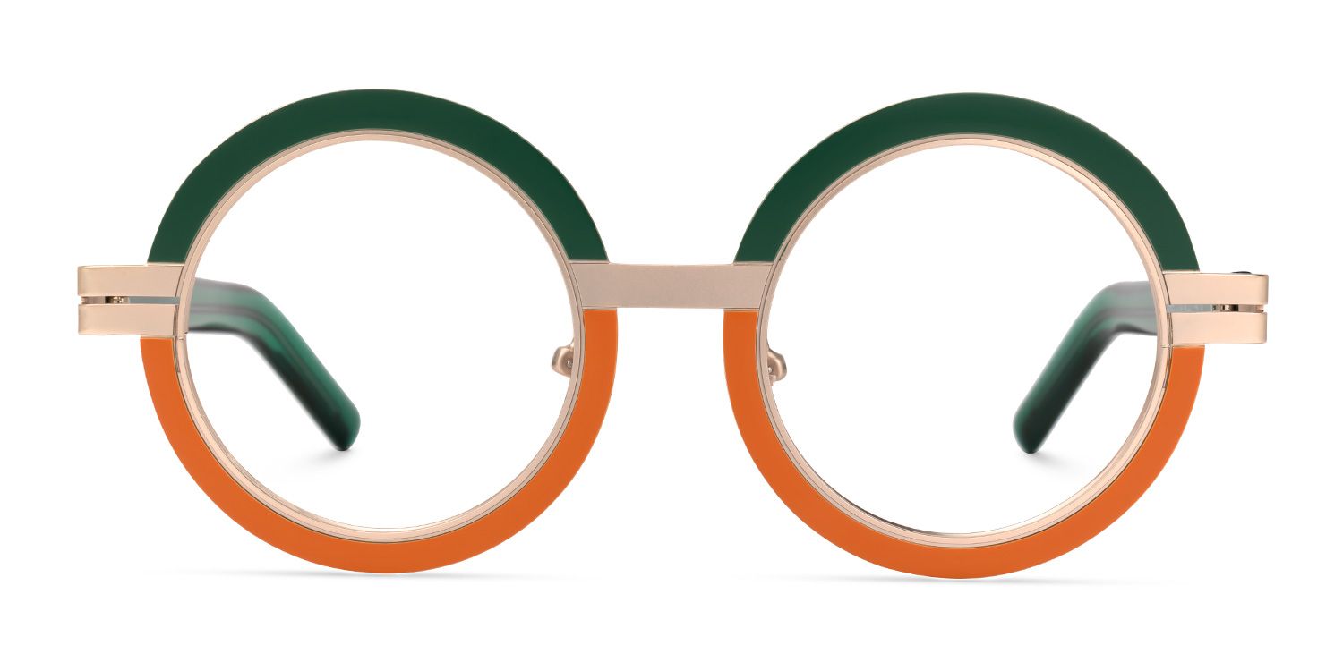 Adino - Round Green/Orange Eyeglasses | Vooglam Angle View