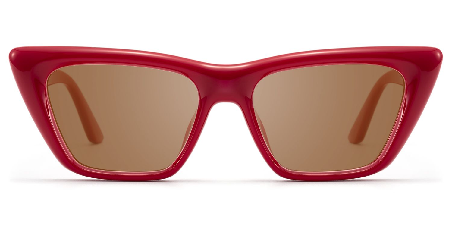Frame Size of Meguro - Amber Tint TR90 Puffy Red Sunglasses | Vooglam