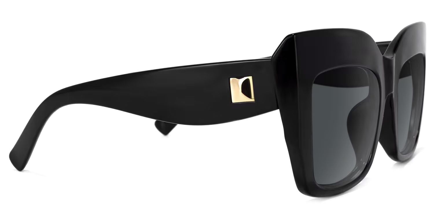 Cassandra - Square Black Sunglasses by Vooglam - Product View 4