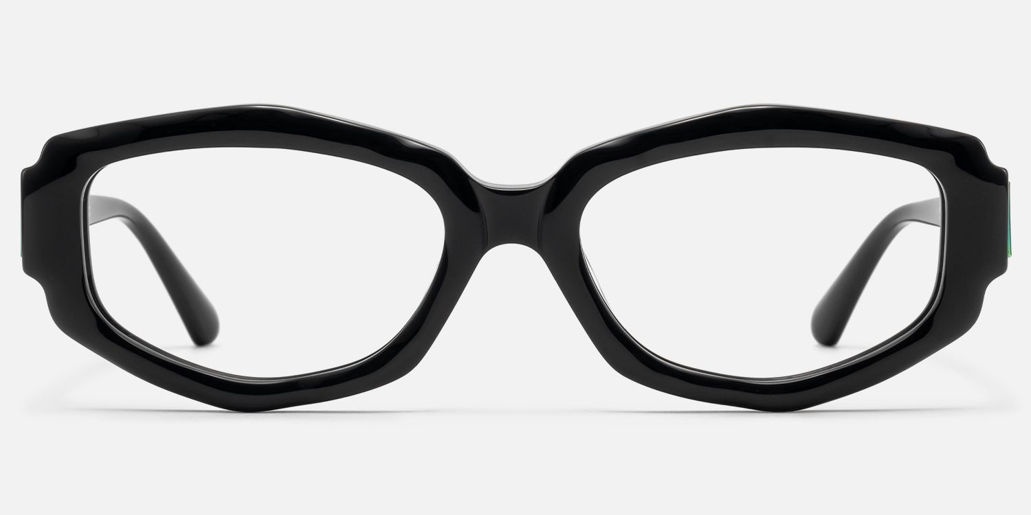 Spire - Geometric Black Eyeglasses | Vooglam Angle View