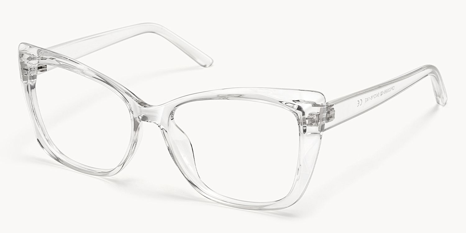 Raquel - Sleek Crystal Clear Frame Glasses | Vooglam Front View