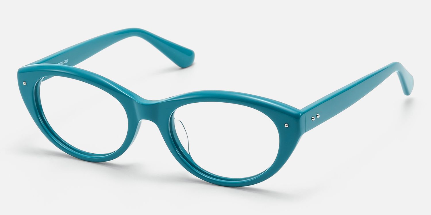 Vael - Vintage Teal Acetate Cat Eye Frame | Vooglam Front View