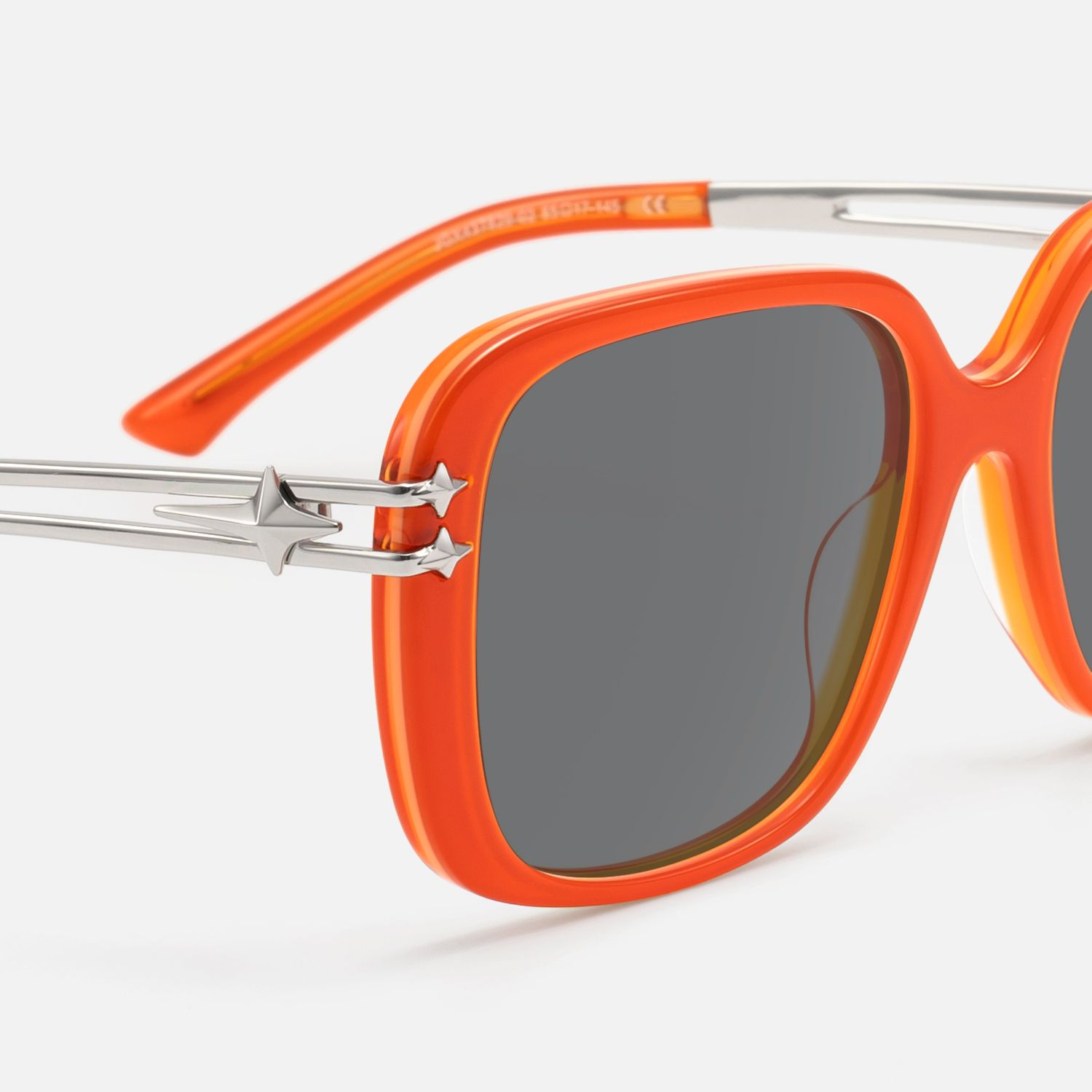 Nova - Bright Orange Gray Tint Y2K Star Shades by Vooglam - Design Details