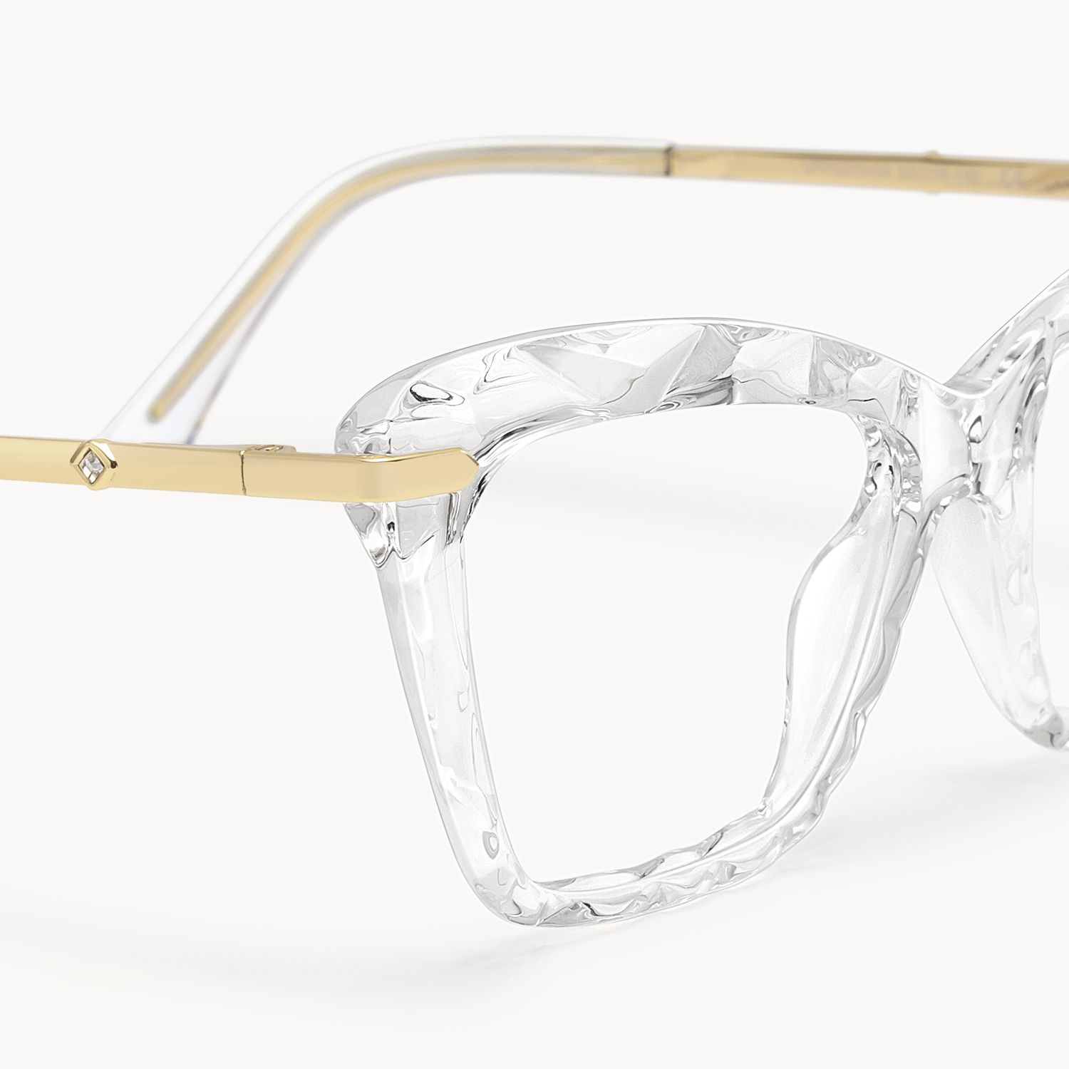 Annie - Clear Rectangle Crystal Frame Eyeglasses | Vooglam Design Details