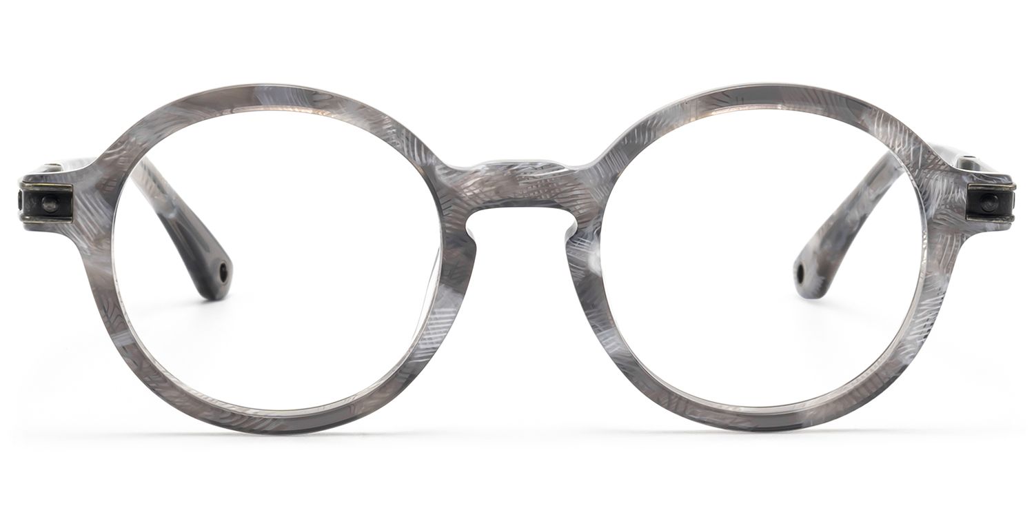 Frame Size of Lennon - Antique Silver Gray Pattern Circle Frame | Vooglam