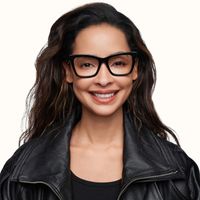 Vibranium - Rectangle Black Eyeglasses | Vooglam On Model 1