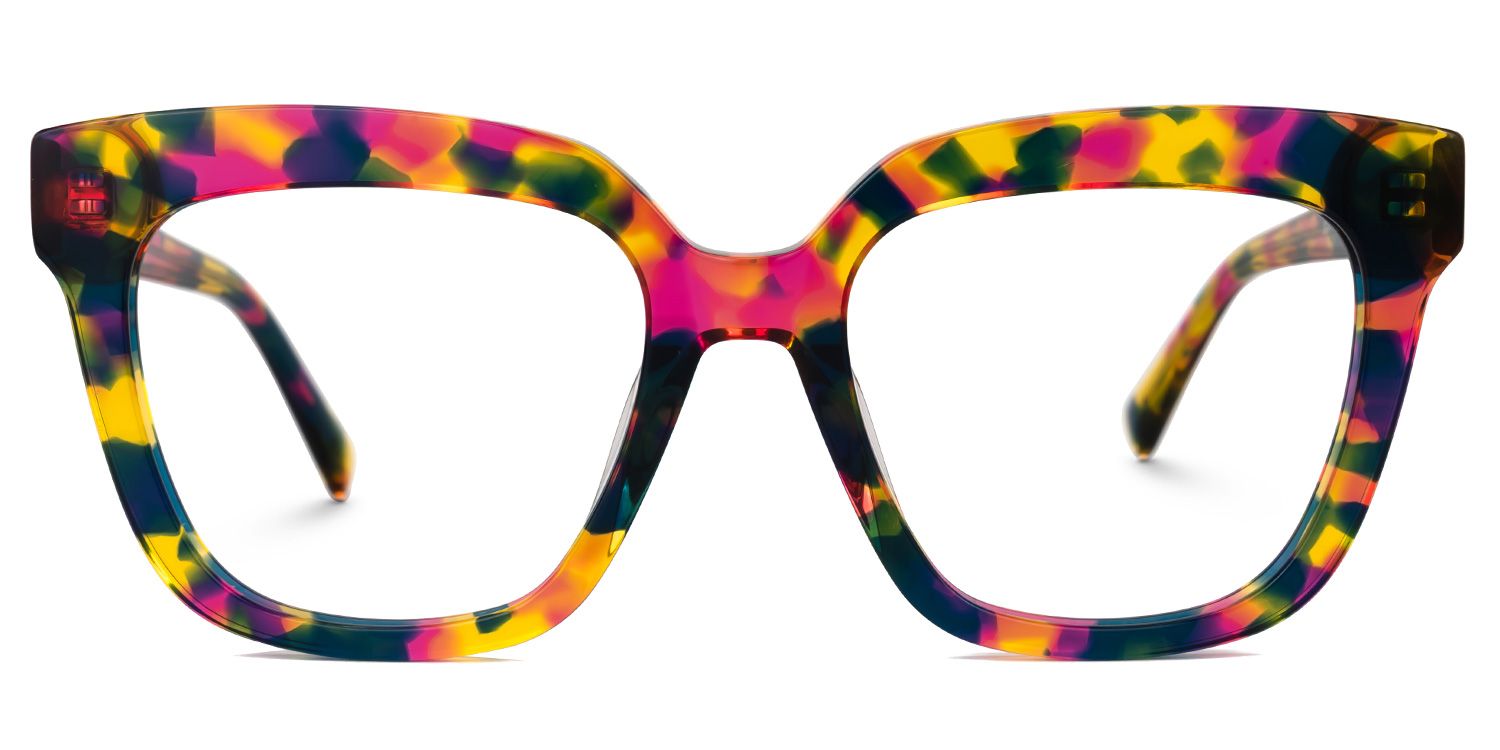 Daruka - Square Floral Eyeglasses | Vooglam Angle View