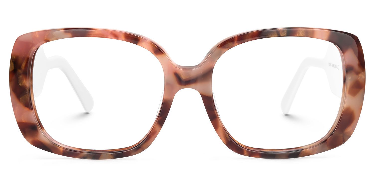 Elisaveta - Rectangle Pink/Tortoise Eyeglasses | Vooglam Angle View