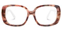 Elisaveta - Rectangle Pink/Tortoise Eyeglasses | Vooglam Angle View