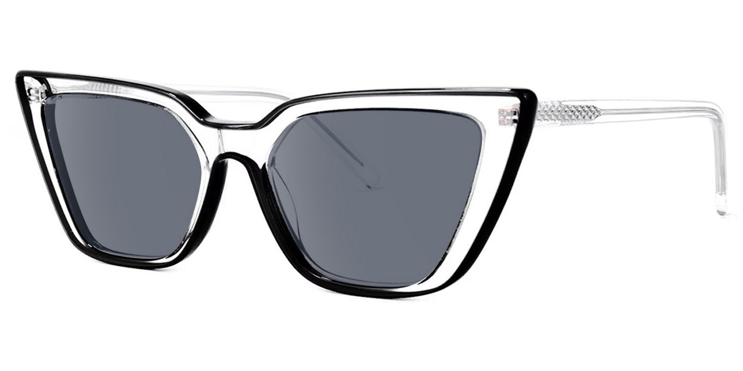 Lyuba - Rectangle Black Sunglasses by Vooglam - Front View