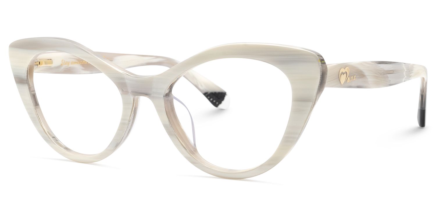 Naira - Cat Eye White Eyeglasses | Vooglam Front View