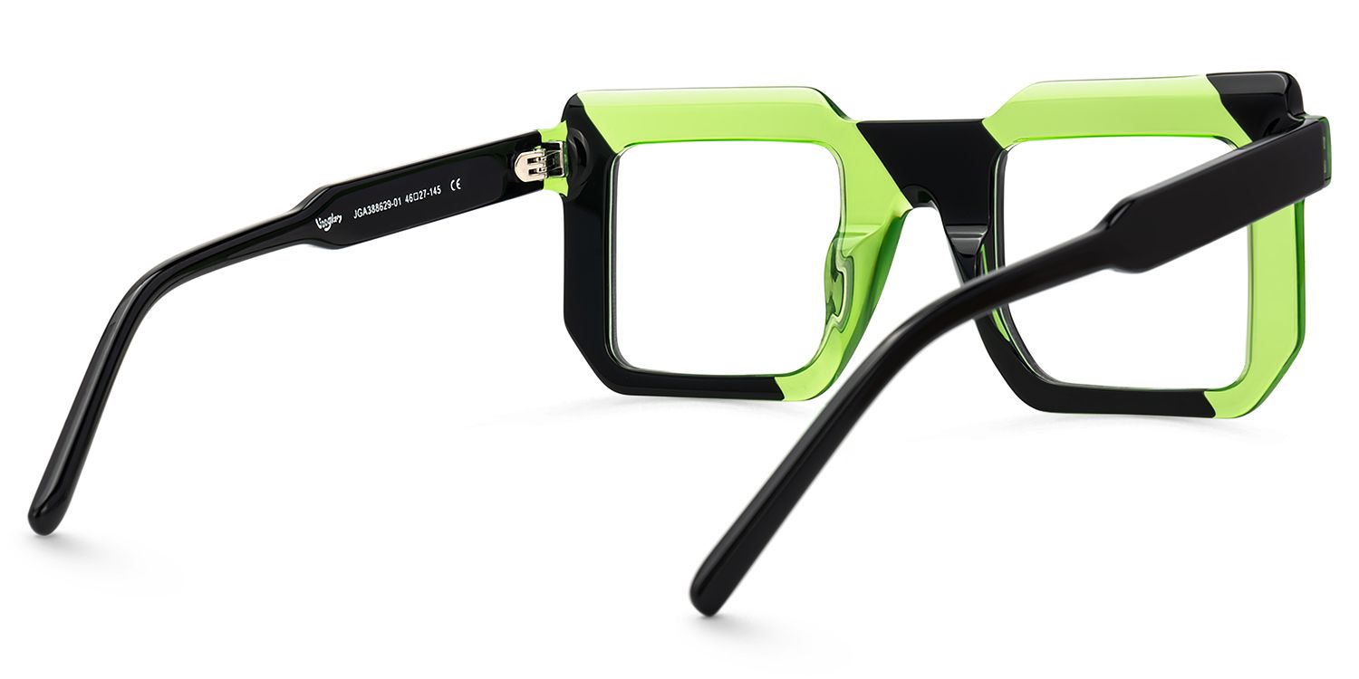 Madhav - Square Green/Black Eyeglasses | Vooglam Side View
