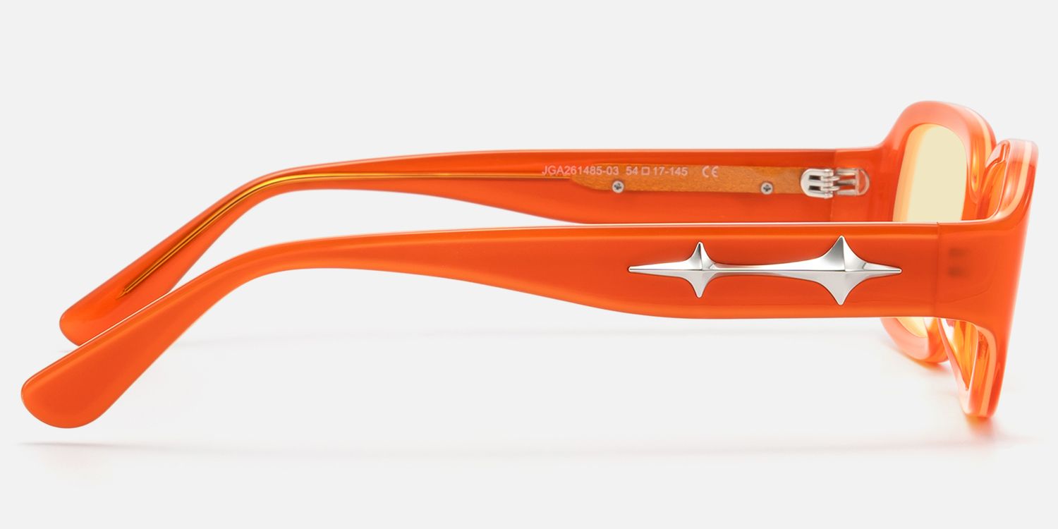 Prism - Bright Orange Yellow Tint Rectangle Shades by Vooglam - Side View