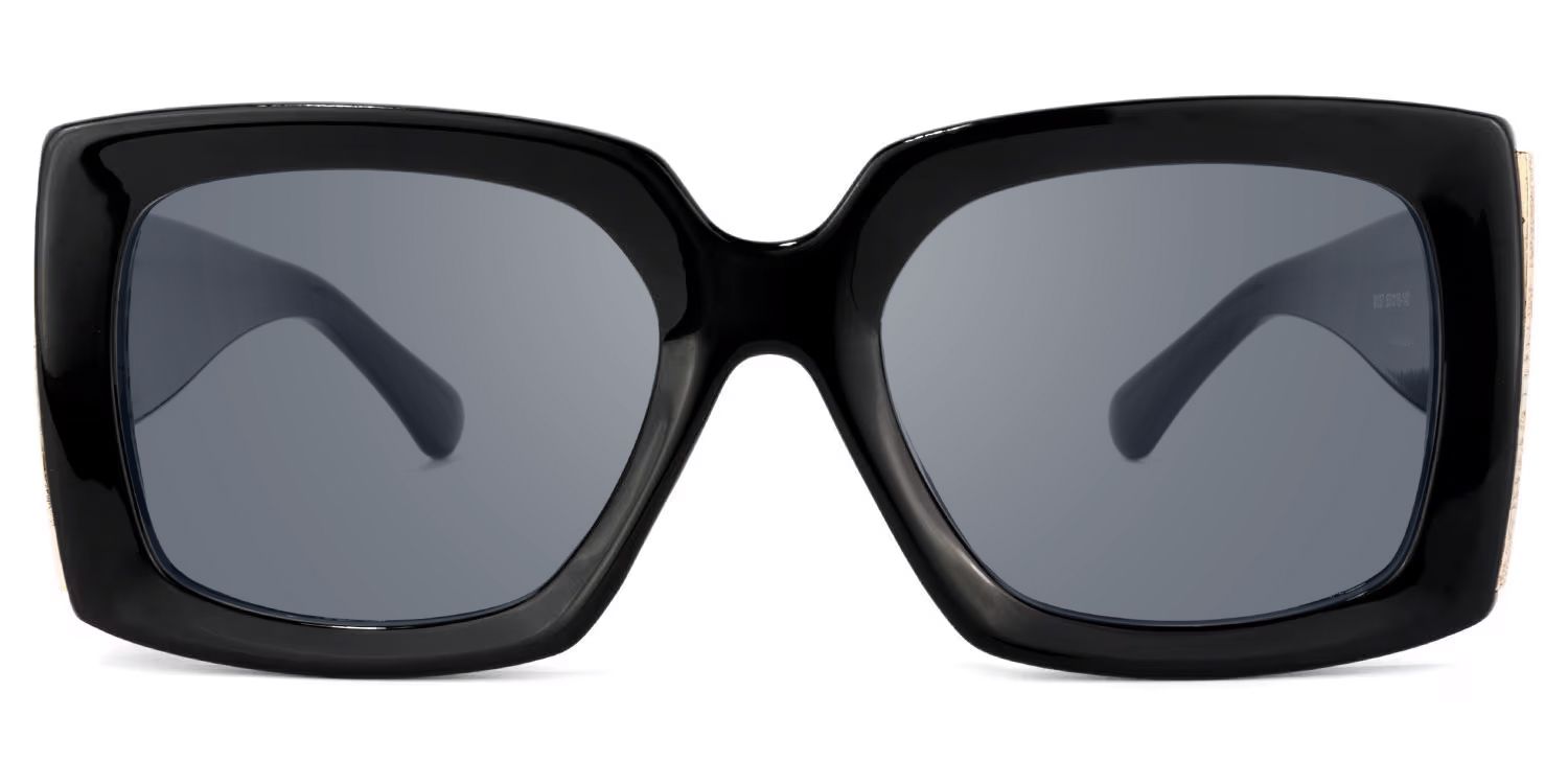 Borislav - Rectangle Black Sunglasses by Vooglam - Angle View