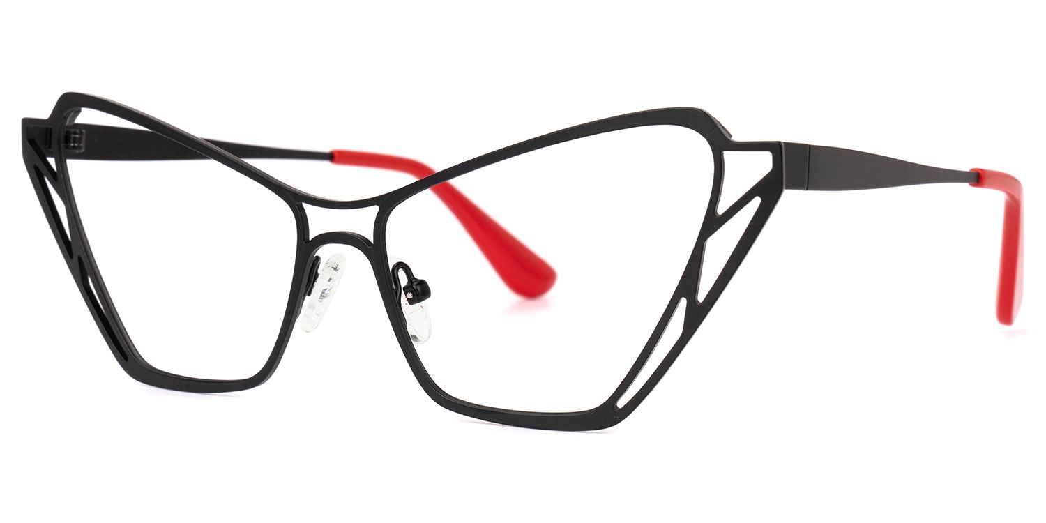 Idande - Cat Eye Black Eyeglasses by Vooglam - Front View